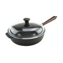 Μαντεμένιο τηγάνι βαθύ με καπάκι pyrex Carl Victor 25cm με ξύλινο χερούλι