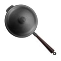 Μαντεμένιο τηγάνι βαθύ με μαντεμένιο καπάκι Carl Victor 25cm με ξύλινο χερούλι