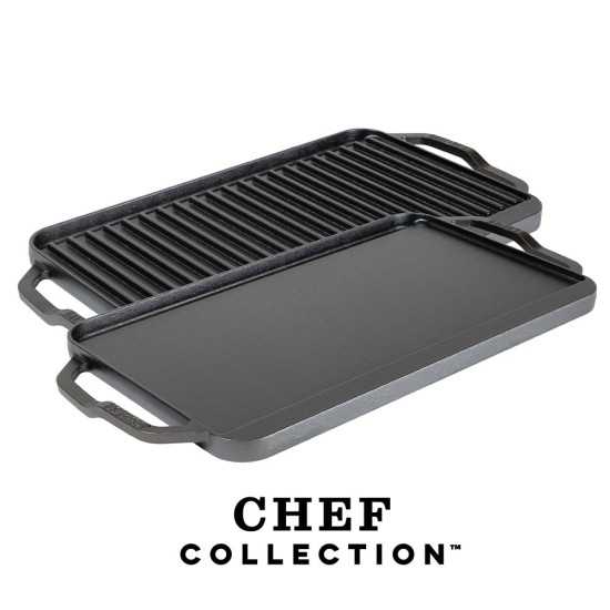 Μαντεμένια πλάκα διπλής όψης Chef Collection 49,5 x 25,4 cm Lodge | www.mantemi.gr