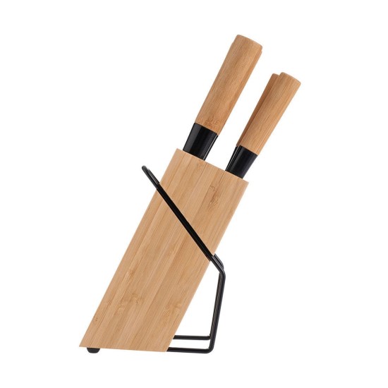 Σετ μαχαιριών με λαβή bamboo & βάση Estia 5τεμ | www.mantemi.gr