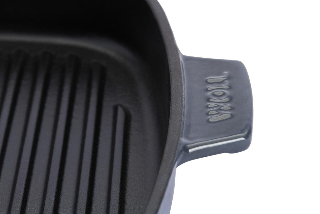 Μαντεμένια γκριλιέρα επισμαλτωμένη Woll Iron Grill με πρέσα ψησίματος 628-2CI-030 28x28cm Carbon Grey | www.mantemi.gr