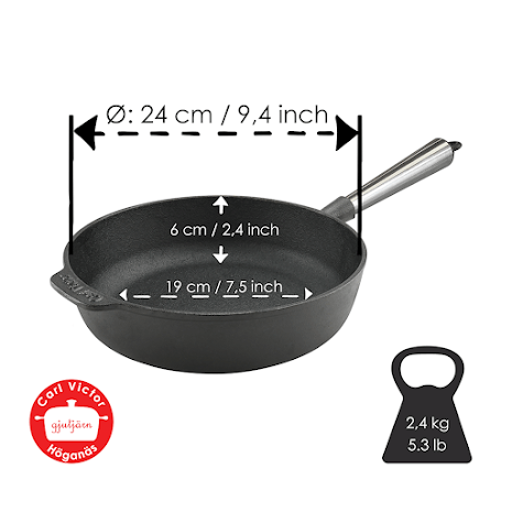 Μαντεμένιο τηγάνι βαθύ Carl Victor 25cm με inox χερούλι | www.mantemi.gr
