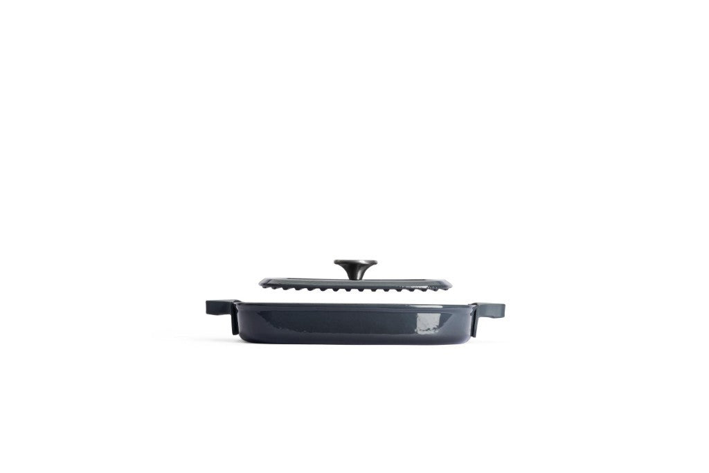 Μαντεμένια γκριλιέρα επισμαλτωμένη Woll Iron Grill με πρέσα ψησίματος 628-2CI-030 28x28cm Carbon Grey | www.mantemi.gr
