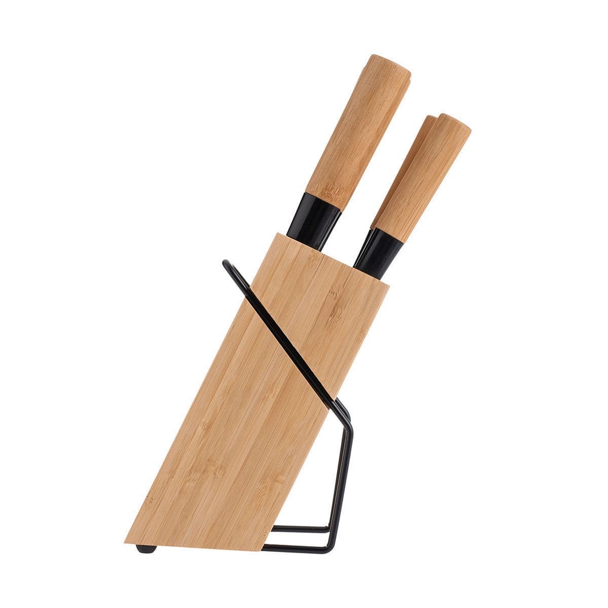 Σετ μαχαιριών με λαβή bamboo & βάση Estia 5τεμ | www.mantemi.gr