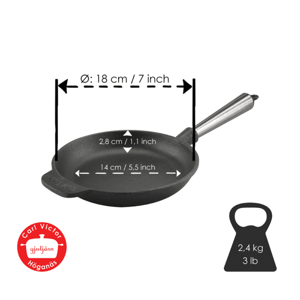 Μαντεμένιο τηγάνι Carl Victor 18cm με inox χερούλι | www.mantemi.gr