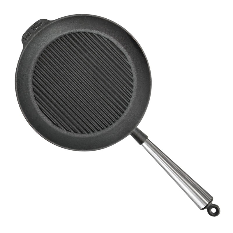 Μαντεμένιο σχαροτήγανο στρογγυλό Carl Victor 28cm με inox χερούλι | www.mantemi.gr