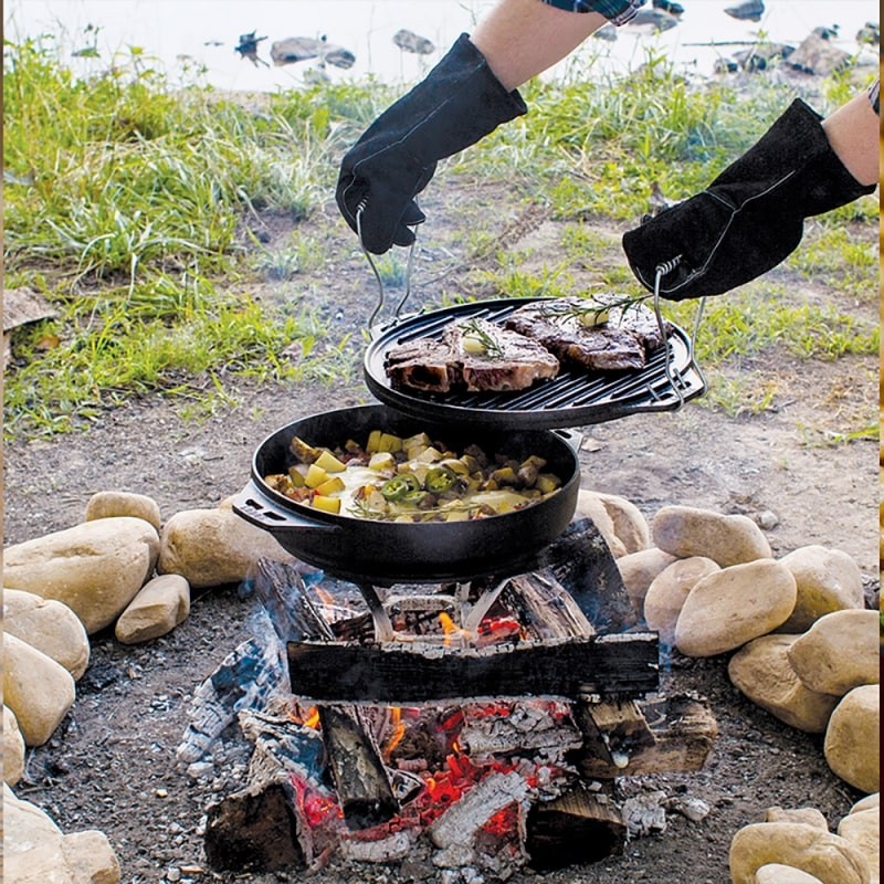 Πυρίμαχα δερμάτινα γάντια BBQ Lodge A5-2 | www.mantemi.gr