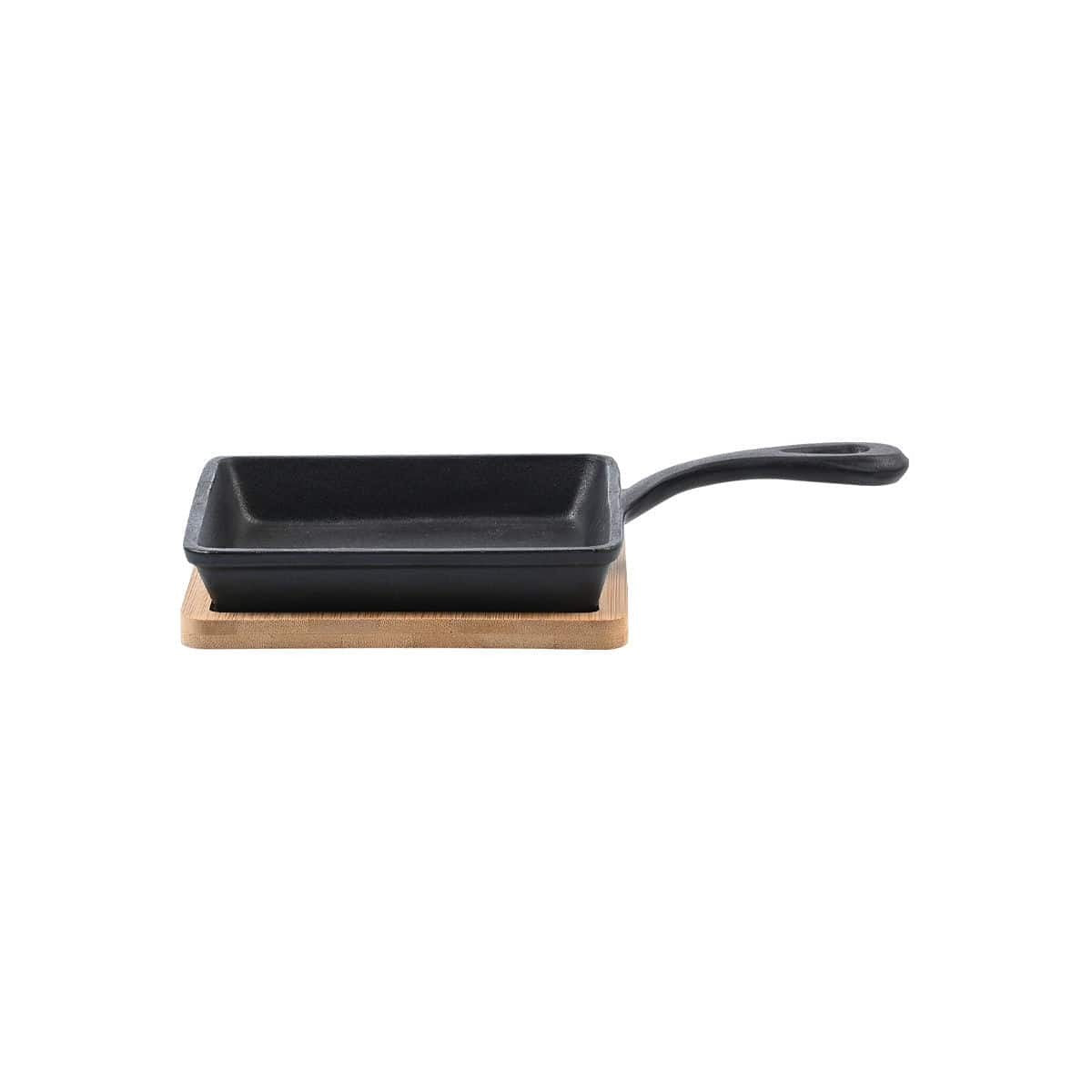 Μαντεμένιο τηγάνι τετράγωνο 14cm με βάση bamboo Estia | www.mantemi.gr