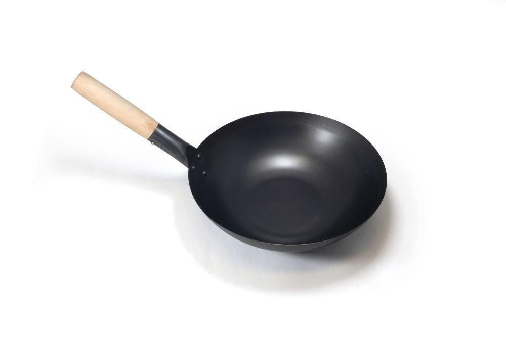 Ατσάλινο Γουόκ Origin Outdoors Carbon Steel 30cm με ξύλινο χερούλι | www.mantemi.gr