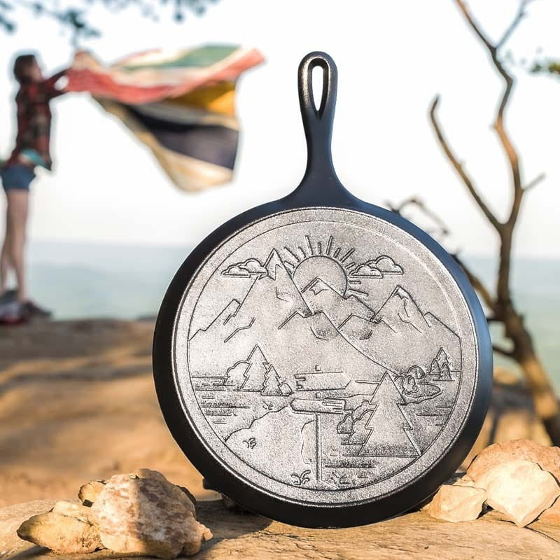 Μαντεμένια πλάκα με χερούλι Lodge 26,7 cm Mountain Griddle L9OGWND | www.mantemi.gr