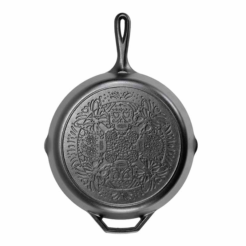 Μαντεμένιο τηγάνι Lodge με λαβή και χερούλι Butterfly Sugar Skull Skillet 30,5 cm L10SKULL | www.mantemi.gr