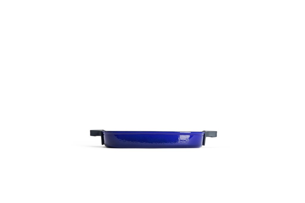 Μαντεμένια γκριλιέρα επισμαλτωμένη Woll Iron Grill με πρέσα ψησίματος 628-2CI-020 28x28cm Cobalt Blue | www.mantemi.gr