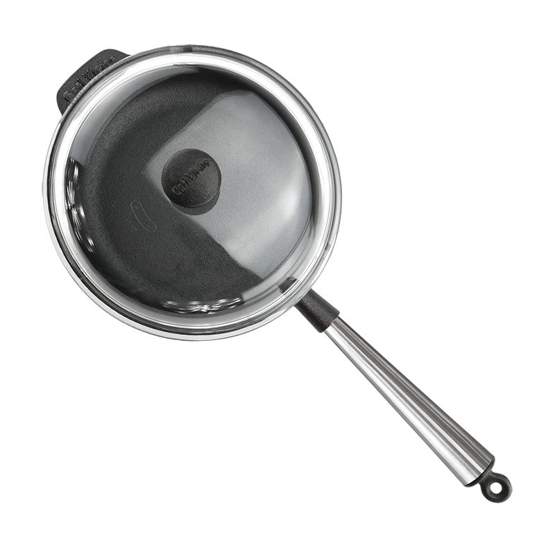 Μαντεμένιο τηγάνι βαθύ με καπάκι pyrex Carl Victor 25cm με inox χερούλι | www.mantemi.gr