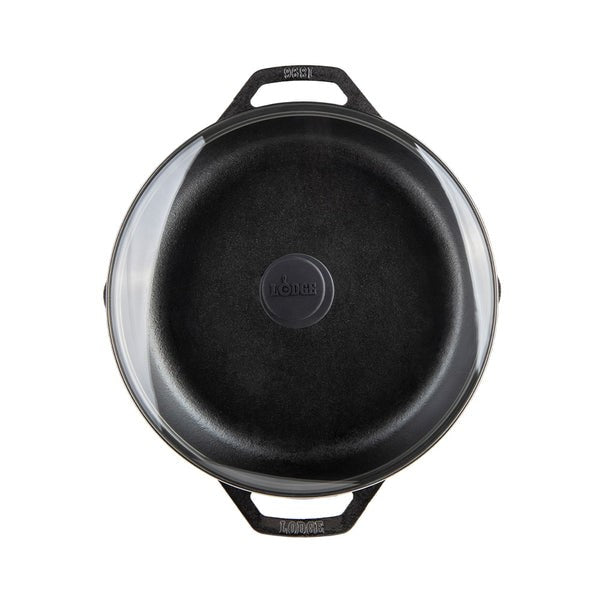 Μαντεμένιο τηγάνι Lodge με καπάκι pyrex 30,5cm LC12EP | www.mantemi.gr