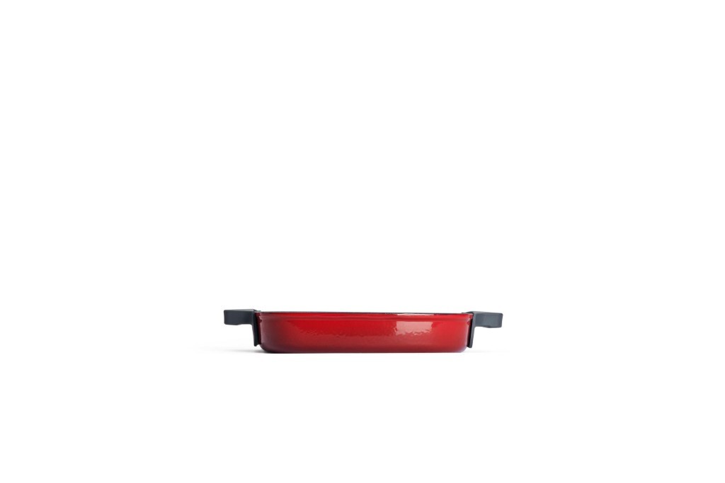 Μαντεμένια γκριλιέρα επισμαλτωμένη Woll Iron Grill με πρέσα ψησίματος 624-2CI-010 24x24cm Chili Red | www.mantemi.gr