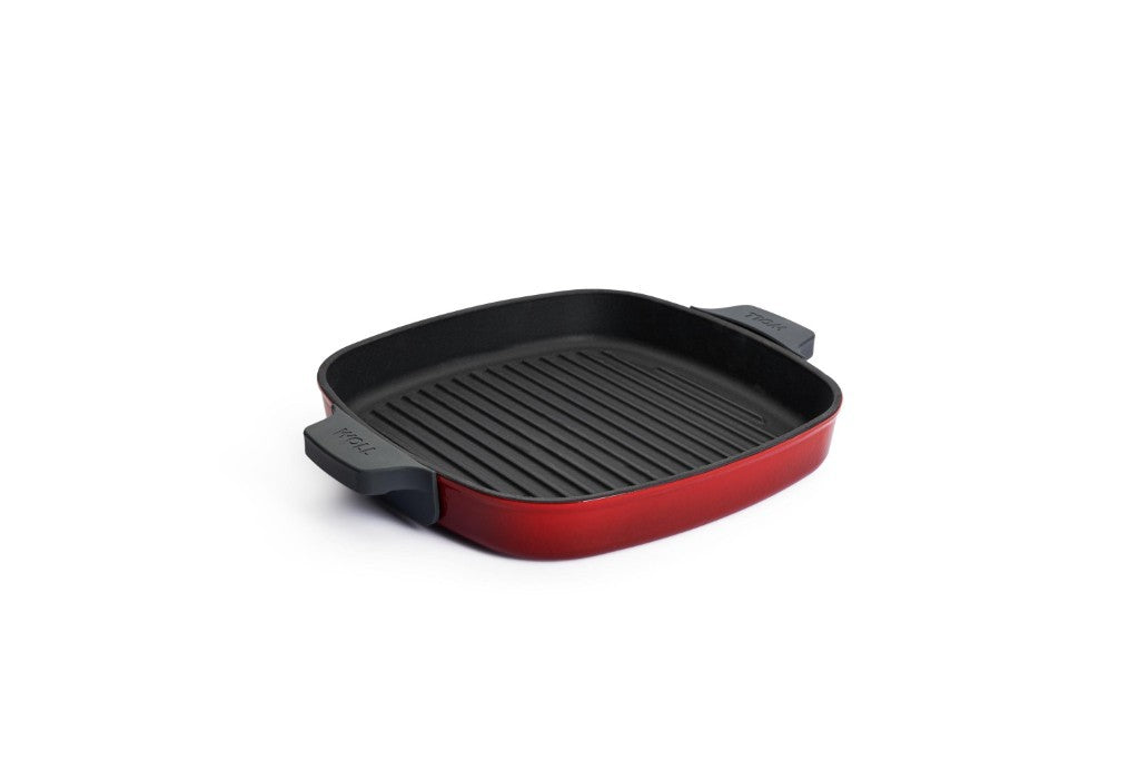 Μαντεμένια γκριλιέρα επισμαλτωμένη Woll Iron Grill με πρέσα ψησίματος 68-2CI-010 28x28cm Chili Red | www.mantemi.gr
