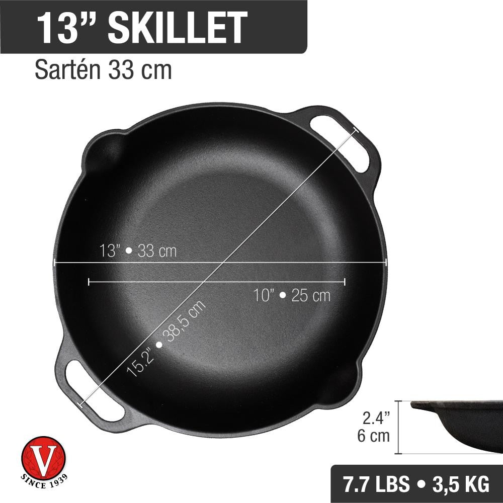 Μαντεμένιο τηγάνι εμαγιέ Victoria με 2 λαβές 33cm | www.mantemi.gr