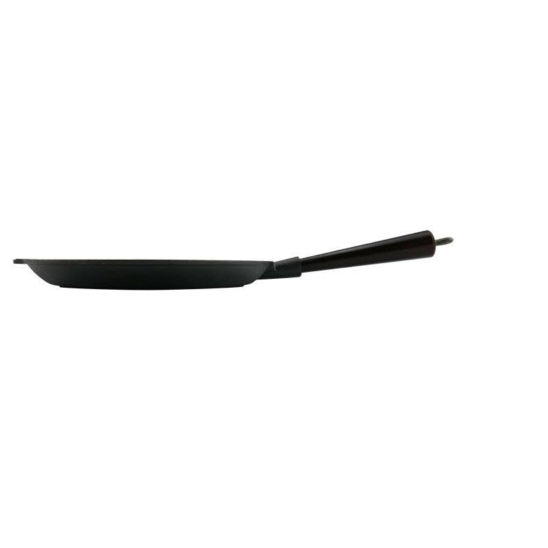 Μαντεμένιο σχαροτήγανο στρογγυλό Carl Victor 28cm με ξύλινο χερούλι | www.mantemi.gr