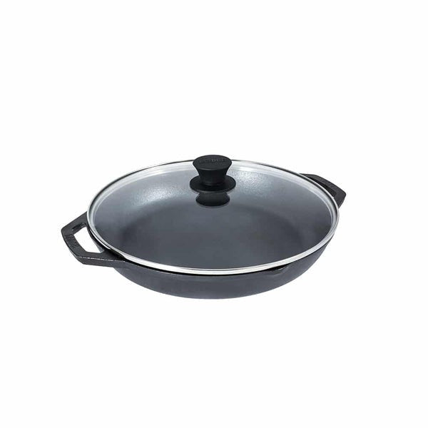 Μαντεμένιο τηγάνι Lodge με καπάκι pyrex 30,5cm LC12EP | www.mantemi.gr