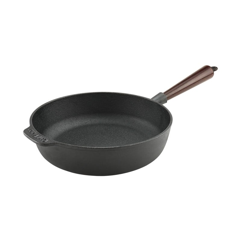 Μαντεμένιο τηγάνι βαθύ Carl Victor 25cm με ξύλινο χερούλι | www.mantemi.gr