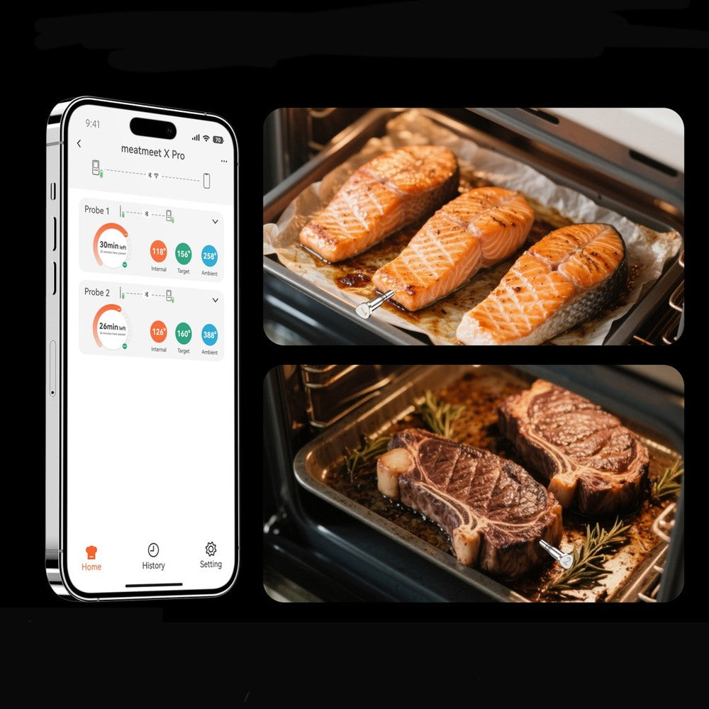 Θερμόμετρο Κουζίνας Metapen Meatmeet X Pro Bluetooth/WiFi App Μαύρο 11,5x17,3x3,7cm 2τεμ | www.mantemi.gr