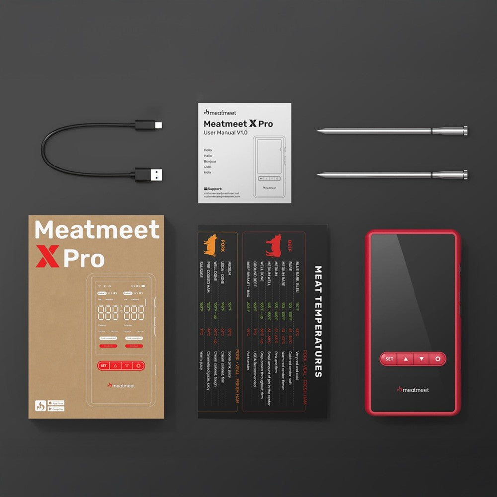 Θερμόμετρο Κουζίνας Metapen Meatmeet X Pro Bluetooth/WiFi App Μαύρο 11,5x17,3x3,7cm 2τεμ | www.mantemi.gr
