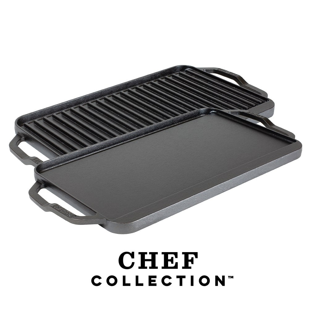 Μαντεμένια πλάκα διπλής όψης Chef Collection 49,5x25,4cm Lodge LCDRG | www.mantemi.gr