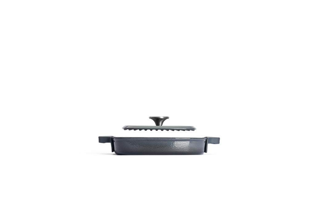 Μαντεμένια γκριλιέρα επισμαλτωμένη Woll Iron Grill με πρέσα ψησίματος 624-2CI-030 24x24cm Carbon Grey | www.mantemi.gr