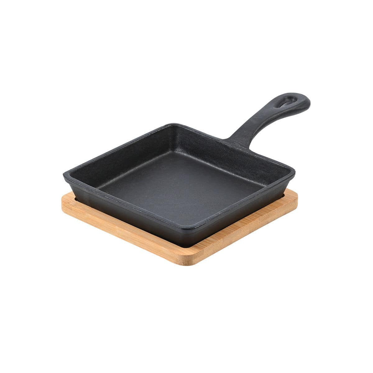 Μαντεμένιο τηγάνι τετράγωνο 14cm με βάση bamboo Estia | www.mantemi.gr