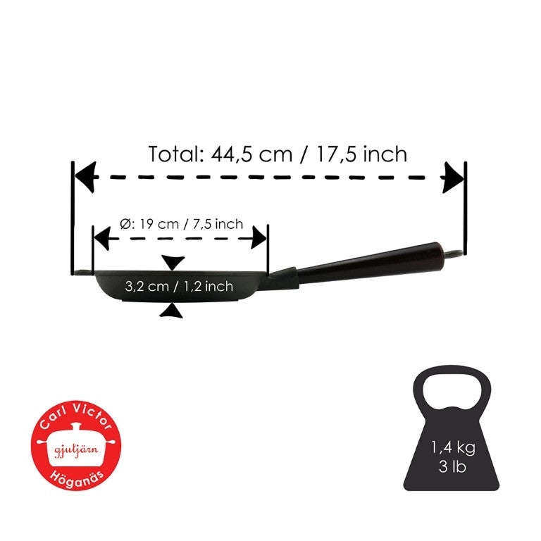 Μαντεμένιο τηγάνι Carl Victor 18cm με ξύλινο χερούλι | www.mantemi.gr