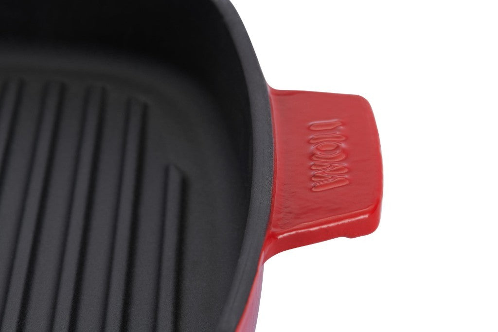 Μαντεμένια γκριλιέρα επισμαλτωμένη Woll Iron Grill με πρέσα ψησίματος 68-2CI-010 28x28cm Chili Red | www.mantemi.gr