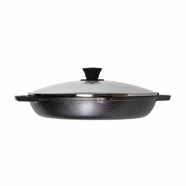 Μαντεμένιο τηγάνι Lodge με καπάκι pyrex 30,5cm LC12EP | www.mantemi.gr