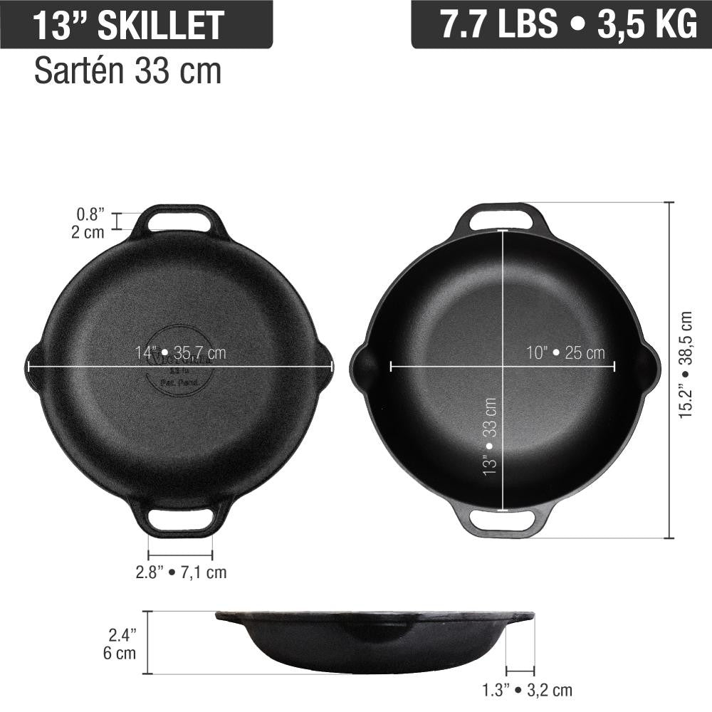 Μαντεμένιο τηγάνι εμαγιέ Victoria με 2 λαβές 33cm | www.mantemi.gr
