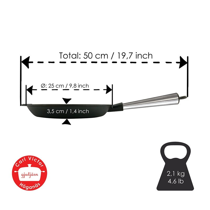 Μαντεμένιο τηγάνι Carl Victor 24cm με inox χερούλι | www.mantemi.gr