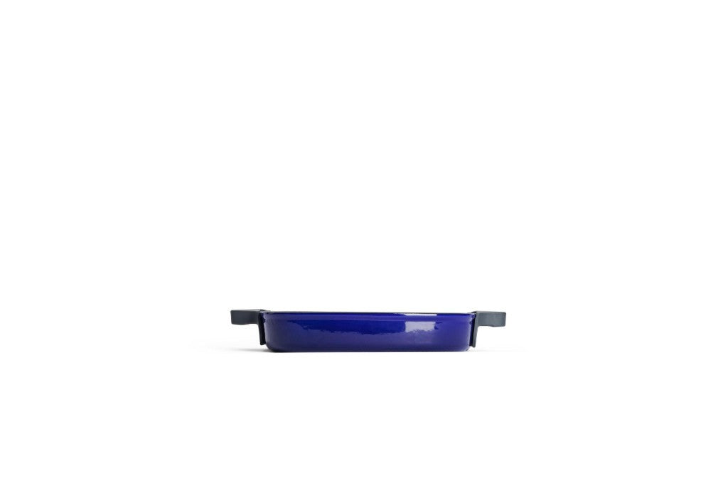 Μαντεμένια γκριλιέρα επισμαλτωμένη Woll Iron Grill με πρέσα ψησίματος 624-2CI-020 24x24cm Cobalt Blue | www.mantemi.gr