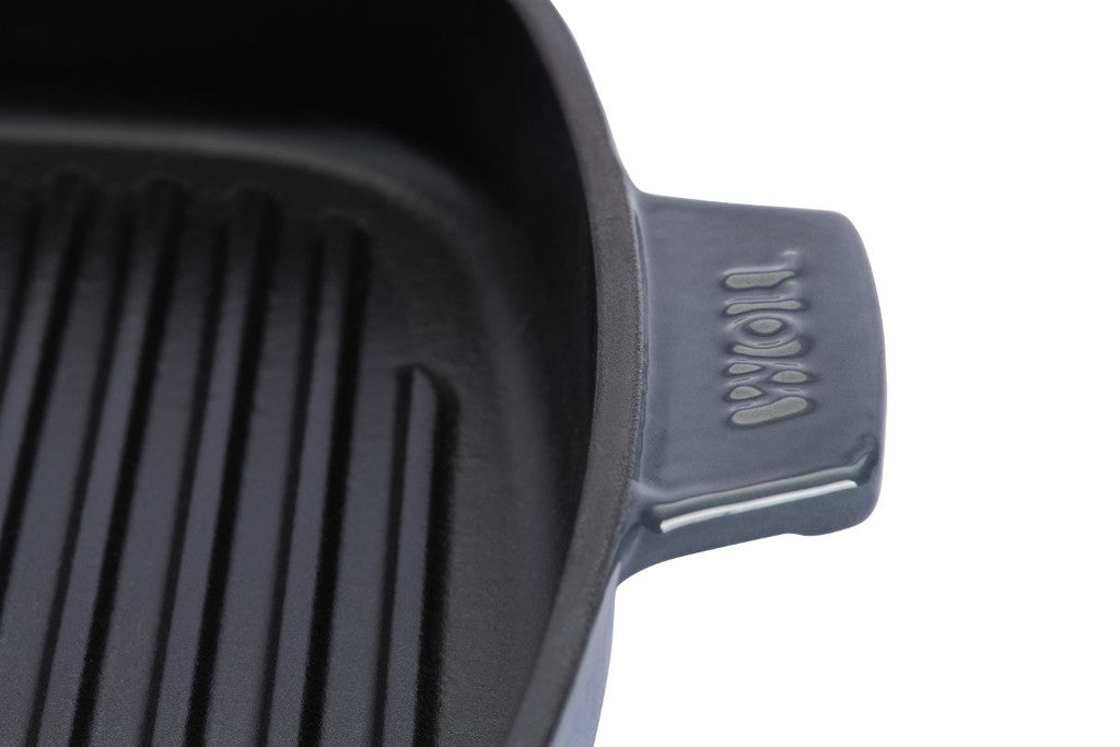 Μαντεμένια γκριλιέρα επισμαλτωμένη Woll Iron Grill με πρέσα ψησίματος 624-2CI-030 24x24cm Carbon Grey | www.mantemi.gr