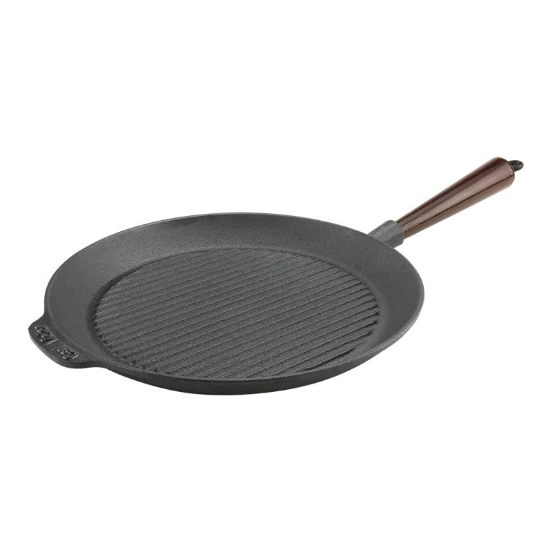 Μαντεμένιο σχαροτήγανο στρογγυλό Carl Victor 28cm με ξύλινο χερούλι | www.mantemi.gr