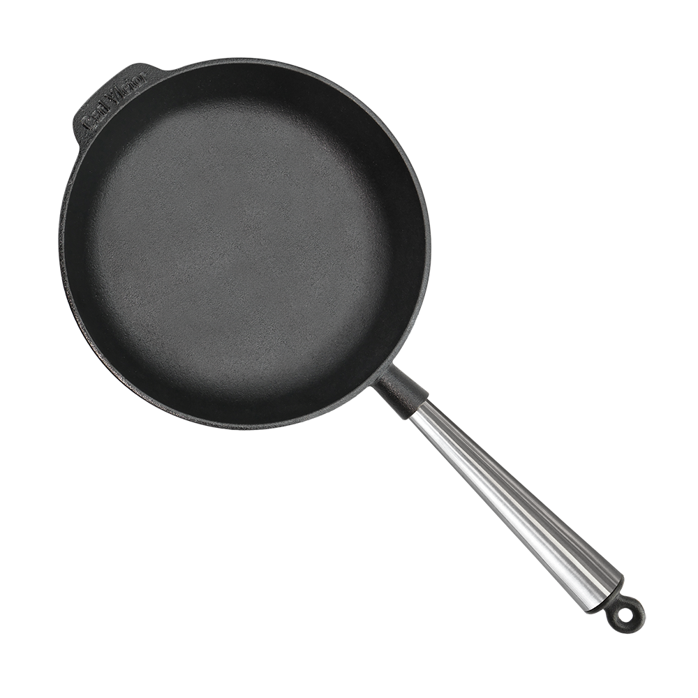 Μαντεμένιο τηγάνι βαθύ με καπάκι pyrex Carl Victor 25cm με inox χερούλι | www.mantemi.gr