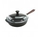 Μαντεμένιο τηγάνι βαθύ με καπάκι pyrex Carl Victor 25cm με ξύλινο χερούλι | www.mantemi.gr