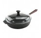 Μαντεμένιο τηγάνι βαθύ με καπάκι pyrex Carl Victor 28cm με ξύλινο χερούλι | www.mantemi.gr